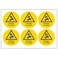 Danger Of Death Vinyl Labels On A Sheet