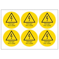 Danger 415 Volts Vinyl Labels On A Sheet