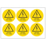 Danger 415 Volts Vinyl Labels On A Sheet