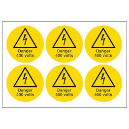 Danger 400 Volts Vinyl Labels On A Sheet