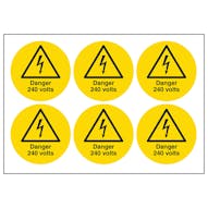 Danger 240 Volts Vinyl Labels On A Sheet