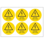 Danger 240 Volts Vinyl Labels On A Sheet