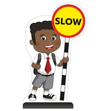 School Kid Cut Out Pavement Sign - Toby - Slow
