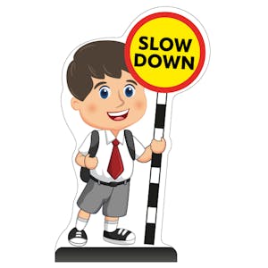 School Kid Cut Out Pavement Sign - Charlie - Slow Down