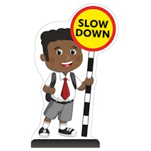 School Kid Cut Out Pavement Sign - Toby - Slow Down