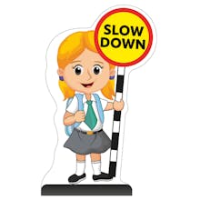 School Kid Cut Out Pavement Sign - Jess - Slow Down