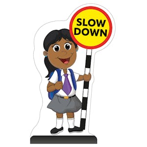 School Kid Cut Out Pavement Sign - Ruby - Slow Down