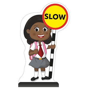 School Kid Cut Out Pavement Sign - Naomi - Slow