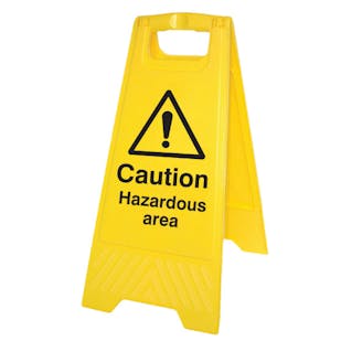 Double Sided Floor Sign - Caution Hazardous Area