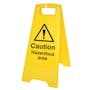 Double Sided Floor Sign - Caution Hazardous Area