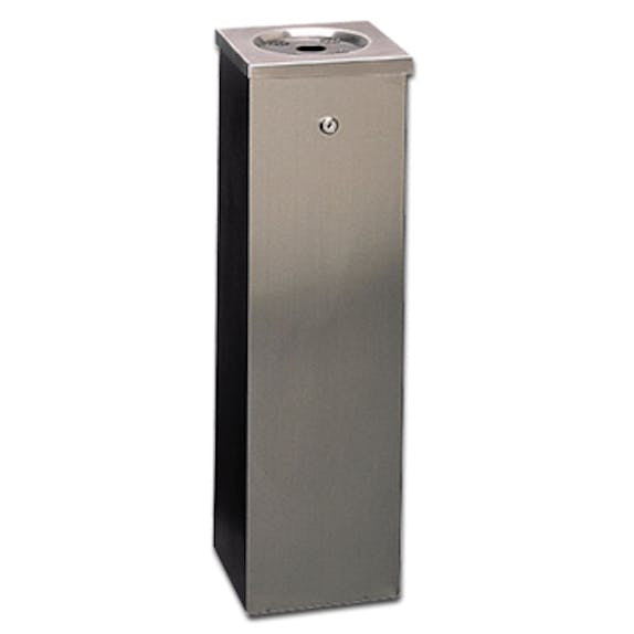 High Capacity Flat Top Tower Outdoor Ashtray - Stainless Steel