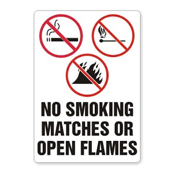 No Smoking Matches Or Open Flames W/Graphic