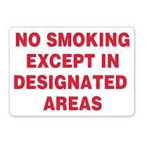 No Smoking Except In Designated Areas