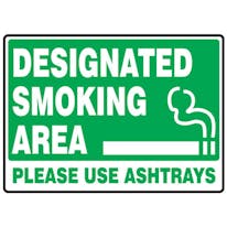 Designated Smoking Area Please Use Ashtrays W/Graphic