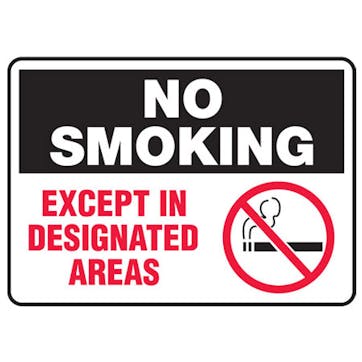 No Smoking Except In Designated Areas W/Graphic 