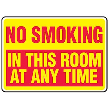 No Smoking In This Room At Any Time