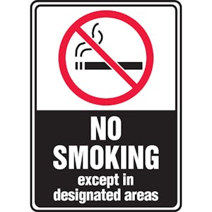 No Smoking Except In Designated Areas