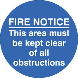 Fire Notice Keep Clear Of Obstructions 
