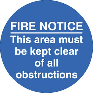 Fire Notice Keep Clear Of Obstructions 