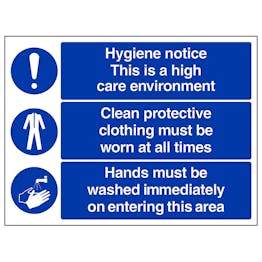 Hygiene Notice This Is A High Care Environment - Large Landscape