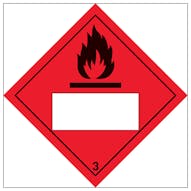 Flammable 3 UN Substance Numbering Hazard Label