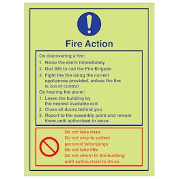 Fire Action Instructions - Portrait