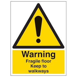 Warning Fragile Floor Keep To Walkways - Portrait