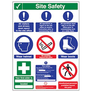 Multi Hazard Site Safety Notice 9 Points 3 Column - Portrait