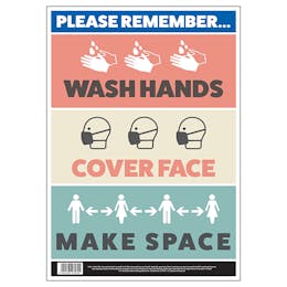 Wash Hands, Cover Face, Make Space Poster