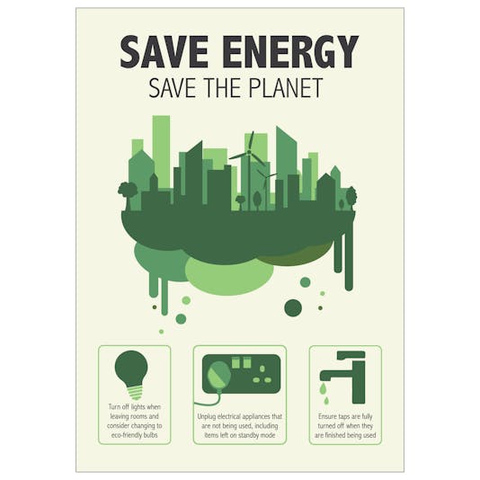 Save Energy Save The Planet Poster | SafetySigns4Less