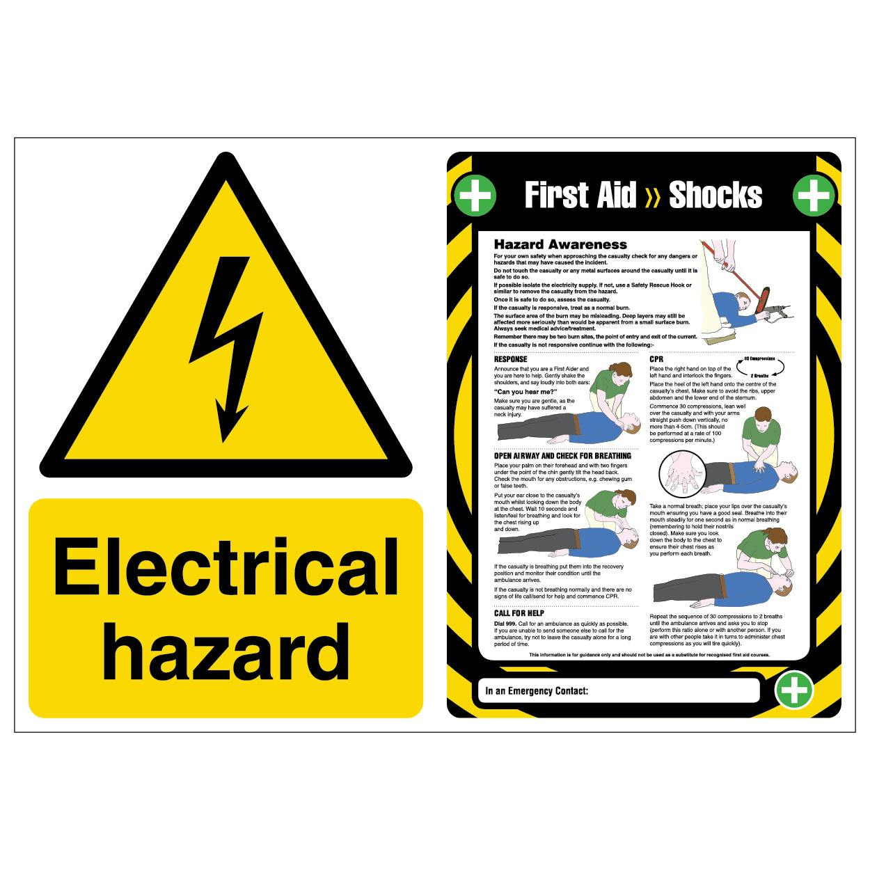 Electrical Hazard / First Aid Shocks SafetySigns4Less