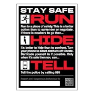 Run, Hide, Tell Poster - Stay Safe