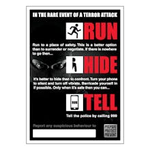 Run, Hide, Tell Poster - In The Event Of A Terror Attack