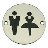 Unisex Toilet Symbol - Stainless Steel