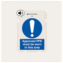 Approved PPE Must Be Worn - Talking Safety Sign