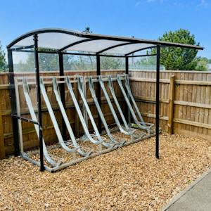 Sheltered Cycle Racks Open Fronted Cycle Shelter with Vertical Racks