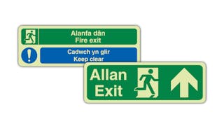 Photoluminescent Welsh Fire Exit Signs