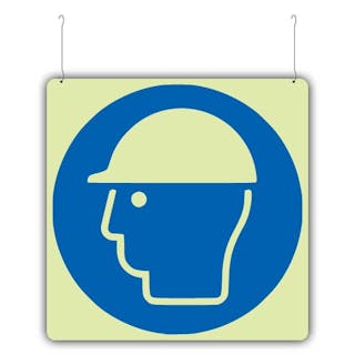 Photoluminescent Wear Safety Helmet Symbol - Hanging Sign