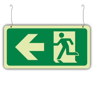 Photoluminescent Double Sided Emergency Exit Arrow Left/Right - Hanging Sign