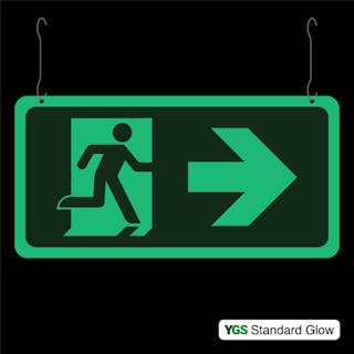 Photoluminescent Double Sided Fire Exit Man Running Right/Left - Hanging Sign