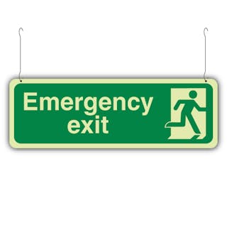 Photoluminescent Double Sided Emergency Exit Left/Right - Hanging Sign