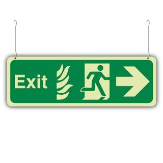 Photoluminescent Double Sided NHS Exit Arrow RightLeft - Hanging Sign