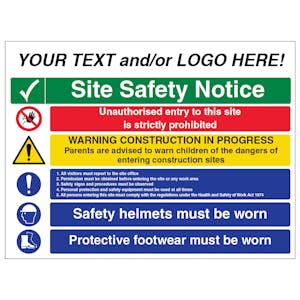 Multi Hazard Site Safety Notice 5 Points - Custom