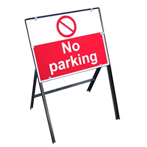 No Parking Sign with Stanchion Frame