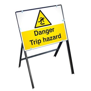 Danger Trip Hazard Sign with Stanchion Frame