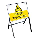 Danger Trip Hazard Sign with Stanchion Frame