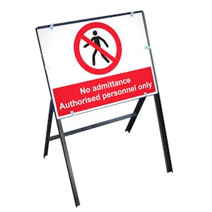 No Admittance Sign with Stanchion Frame