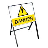 Danger Sign with Stanchion Frame