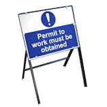 Permit To Work Sign with Stanchion Frame