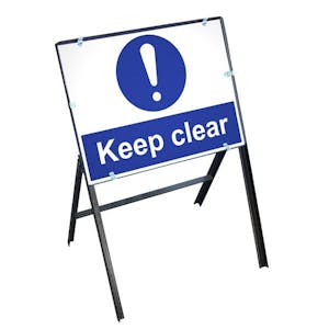 Keep Clear Sign with Stanchion Frame